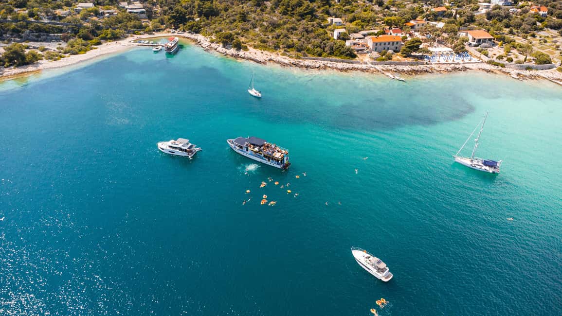 Blue Lagoon & Islands Day Cruise from Split with Lunch - From St. Nicholas Pier to Nečujam Bay: your first swim window
