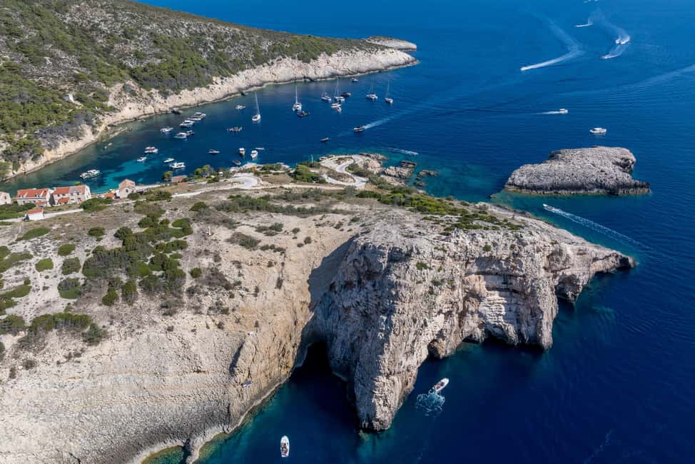 Split or Trogir: Blue Cave, Vis, and Hvar Speedboat Day Trip - Stiniva Cove: the view is great, swimming depends on conditions